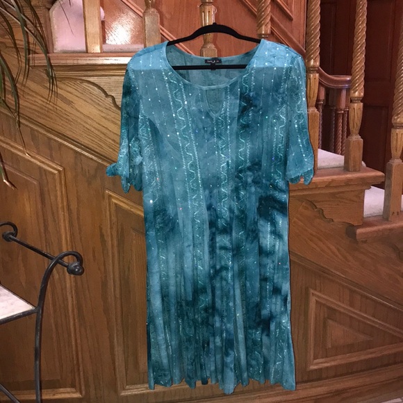 Sami & Jo Plus Turquoise dress with sequins - Picture 3 of 15